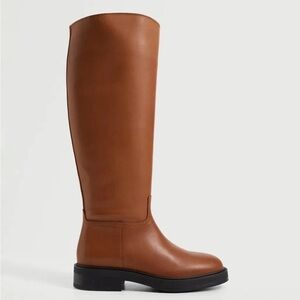 Mango Brown 100% Bovine Leather Boots with Tall Leg